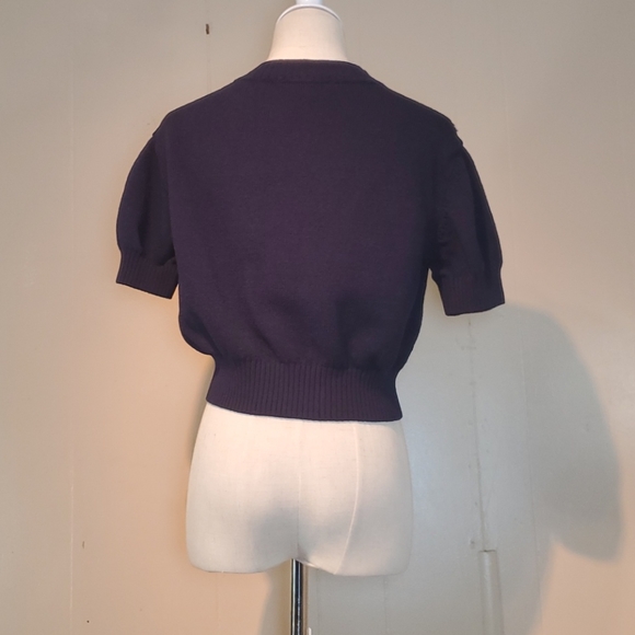St.John Basic Navy Blue Knit Cropped Top - Picture 4 of 6